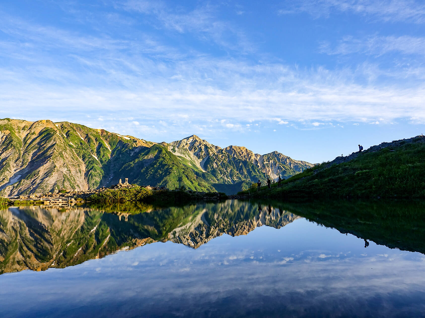 Lake surface and mountain range